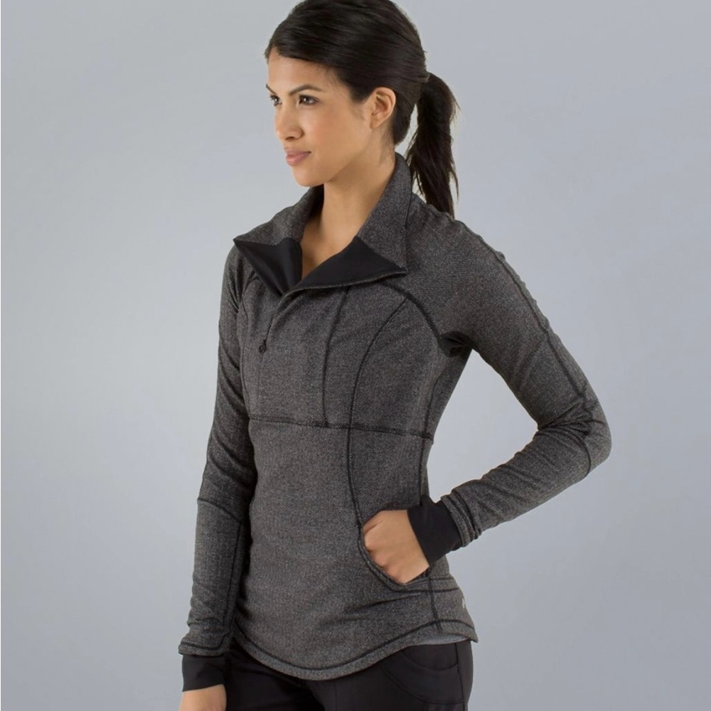 Lululemon Base Runner 1/2 Zip Heathered Herringbone size 2